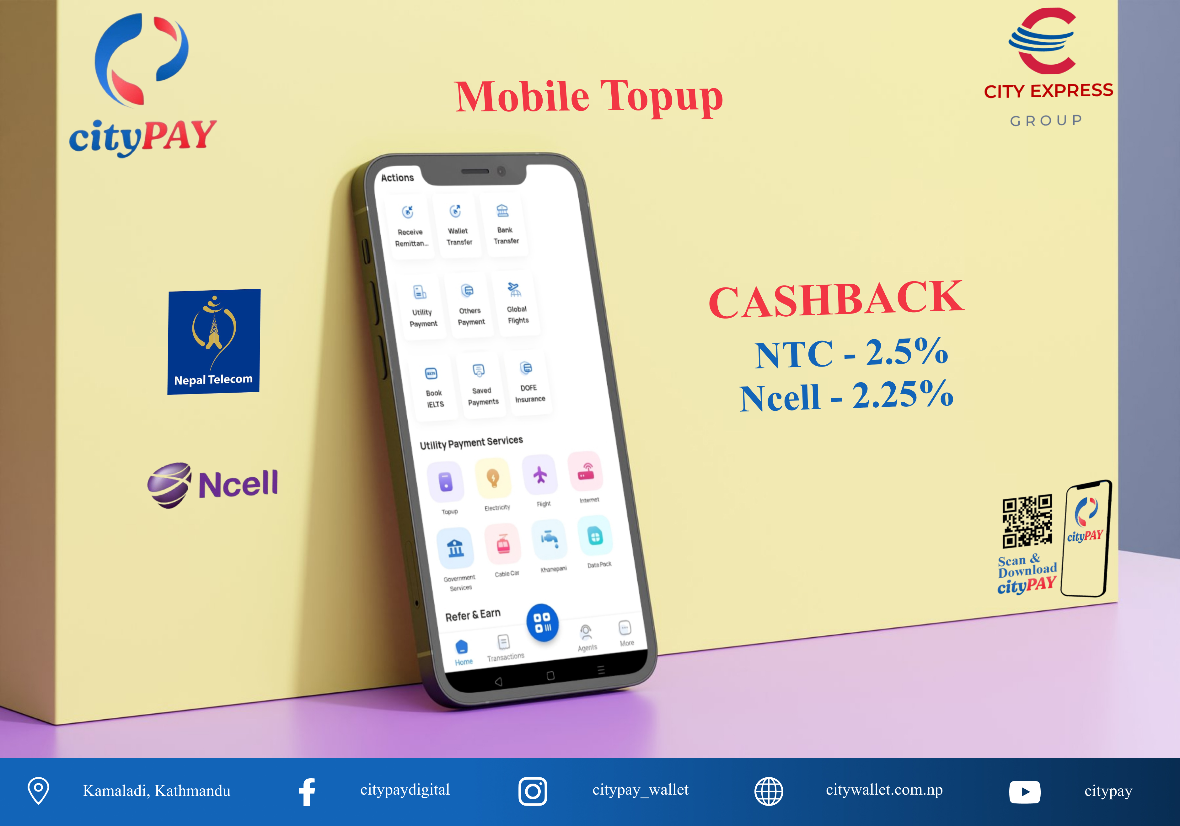 CityPay: The Ultimate Digital Wallet for Mobile Top-Ups, Utility Bill Payments, and Cashback in Nepal